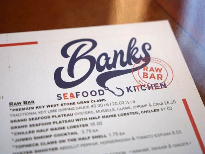 Banks Seafood Menu